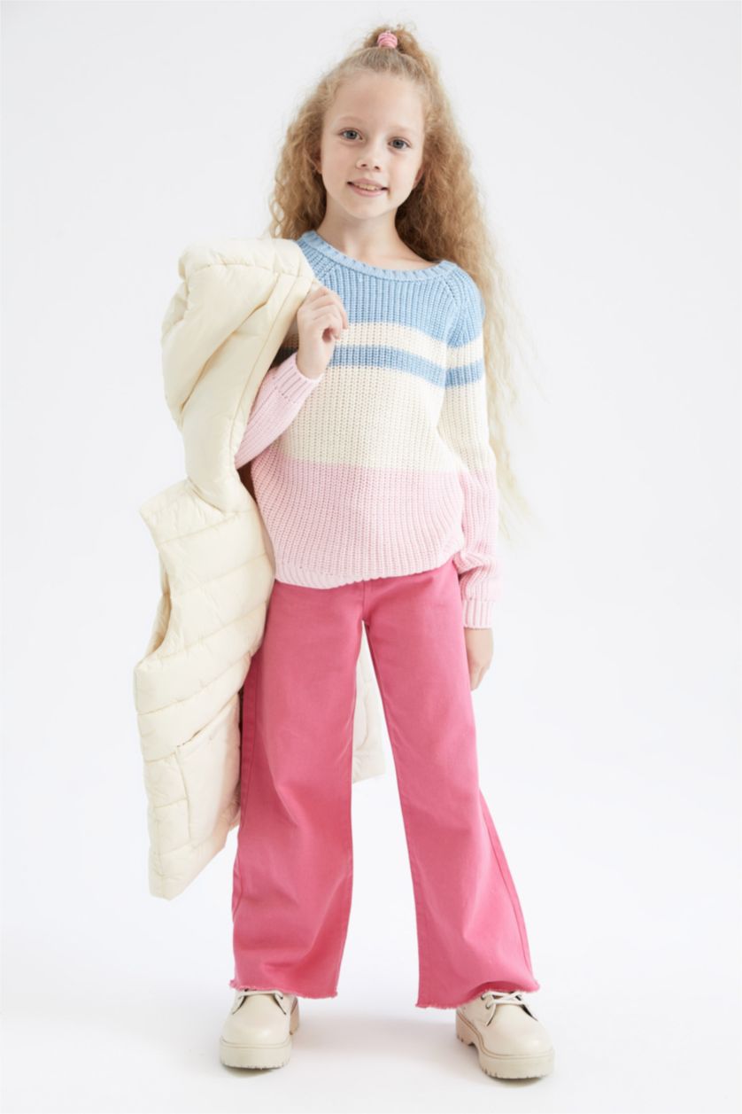 GIRLS & TEENS Light Pink Girl Regular Fit Crew Neck Pullover