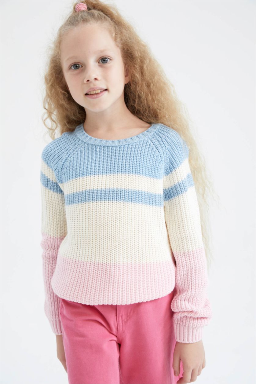 GIRLS & TEENS Light Pink Girl Regular Fit Crew Neck Pullover