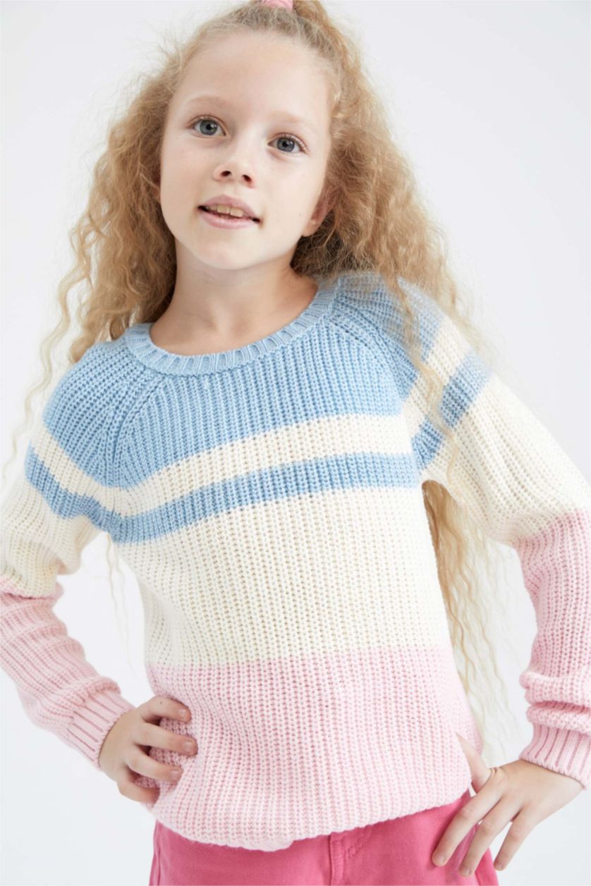 GIRLS & TEENS Light Pink Girl Regular Fit Crew Neck Pullover