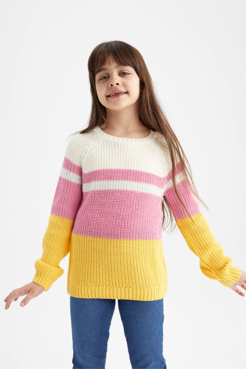 FILLES Jaune Pull Tricot Col rond Fille