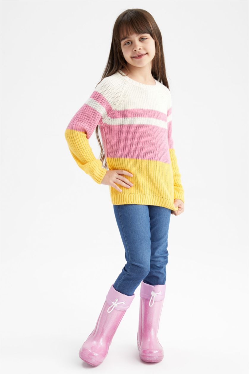 FILLES Jaune Pull Tricot Col rond Fille