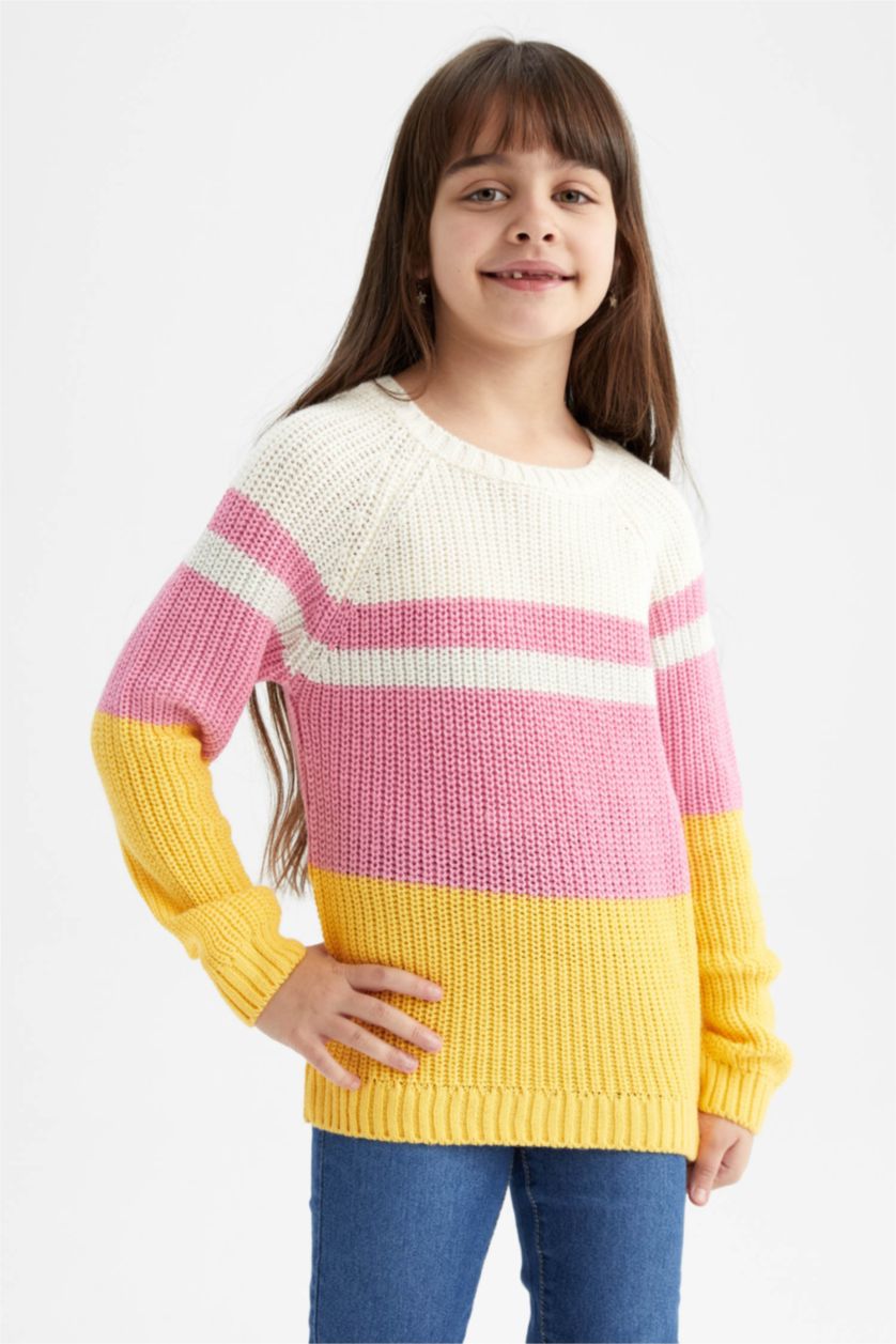 FILLES Jaune Pull Tricot Col rond Fille
