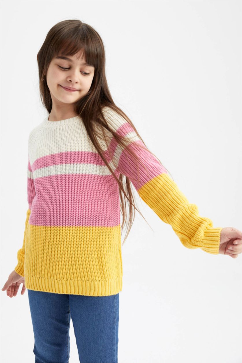 FILLES Jaune Pull Tricot Col rond Fille
