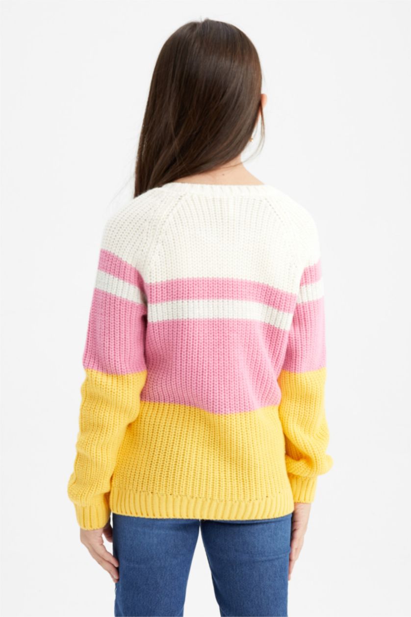 FILLES Jaune Pull Tricot Col rond Fille