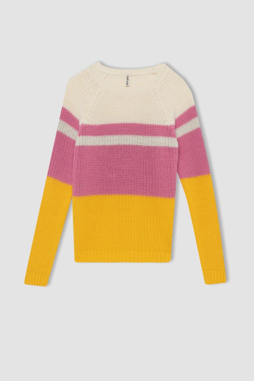 FILLES Jaune Pull Tricot Col rond Fille