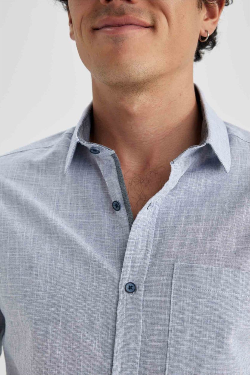رجال نيلي Slim Fit Poplin Long Sleeve Shirt
