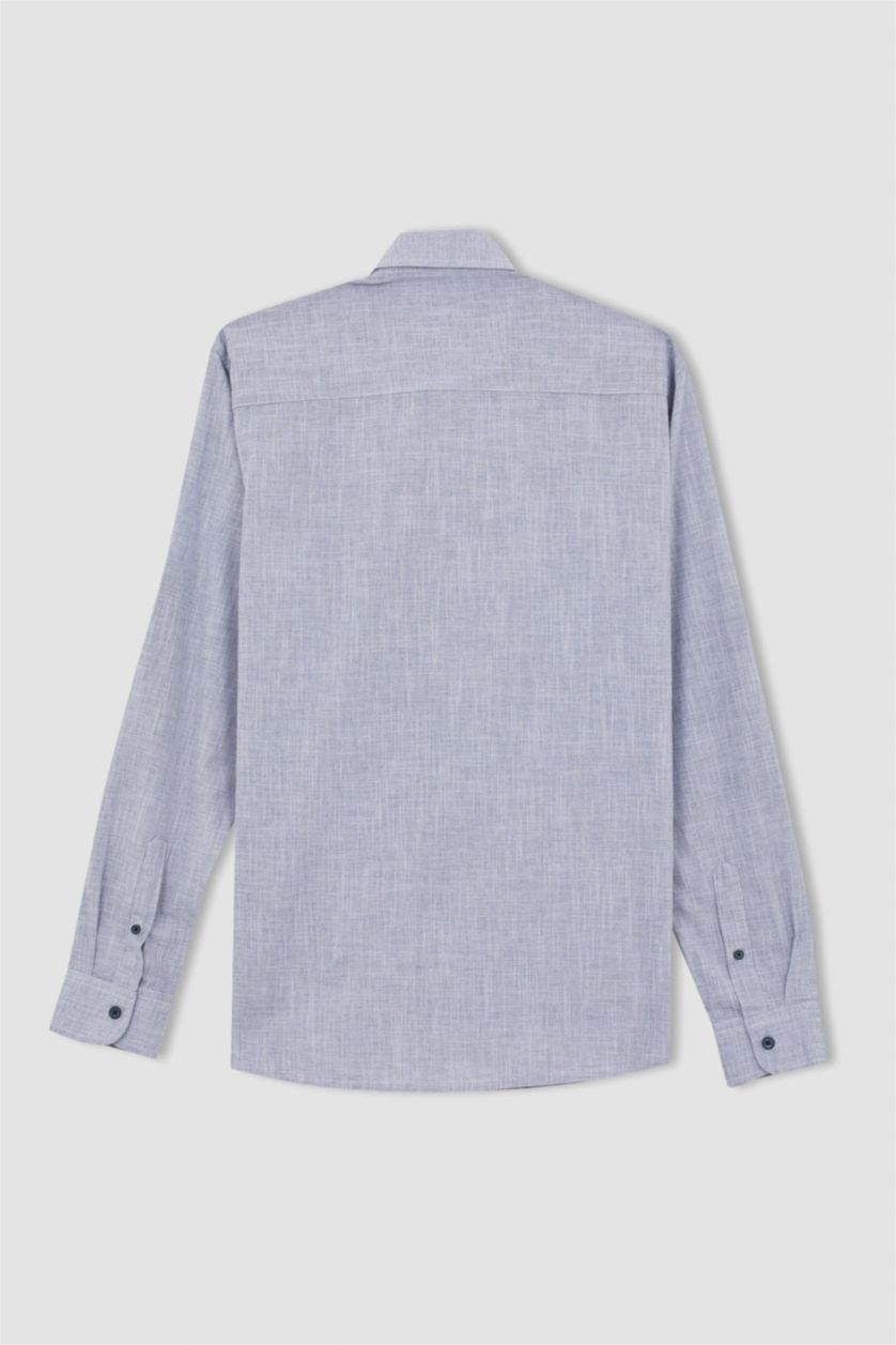 رجال نيلي Slim Fit Poplin Long Sleeve Shirt