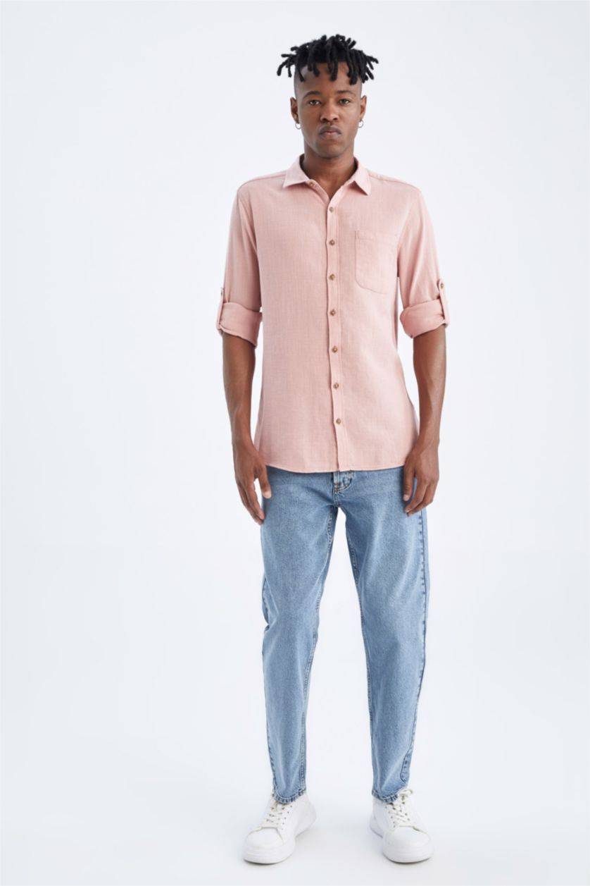 MAN Pink Slim Fit Long Sleeve Shirt