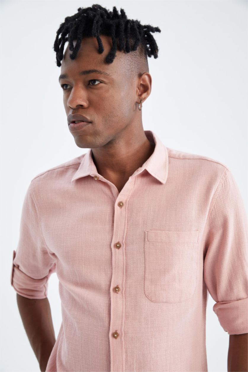MAN Pink Slim Fit Long Sleeve Shirt