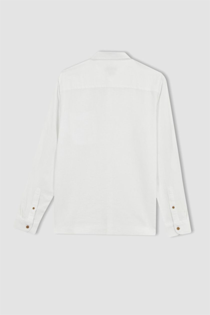 رجال أبيض قميص سليم فيت كم طويل