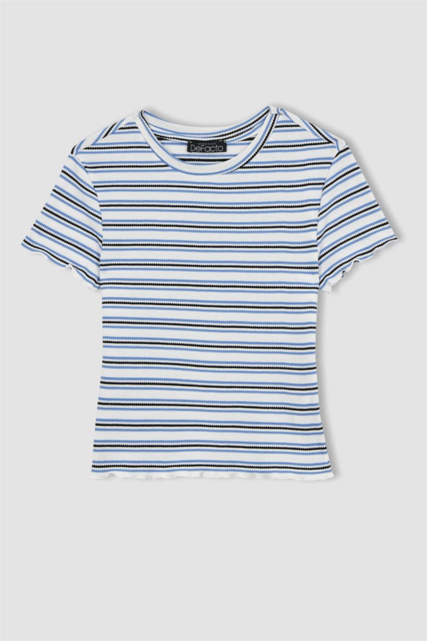 نساء اوف وايت تي شيرت بأكمام قصيرة مطبوعة بياقة مستديرة