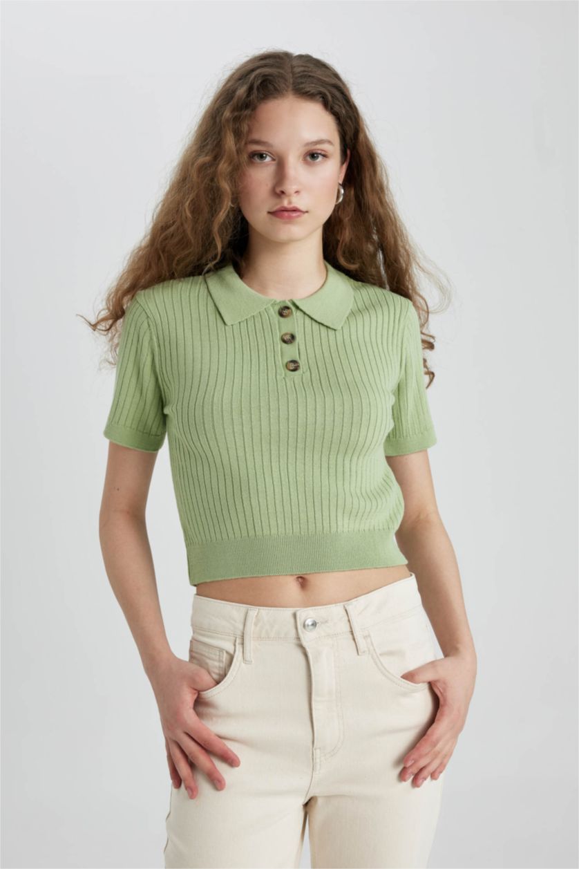 WOMAN Green Slim Fit Knitwear Pullover