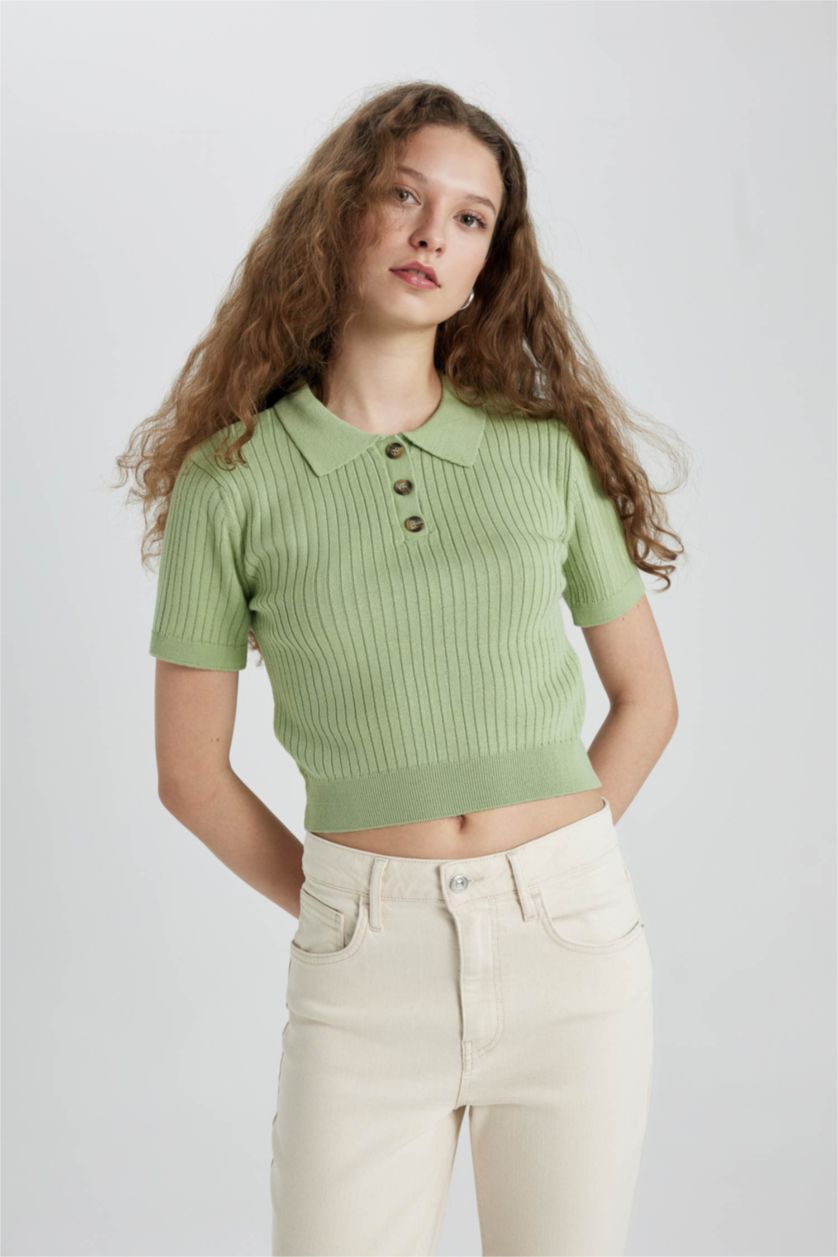 WOMAN Green Slim Fit Knitwear Pullover