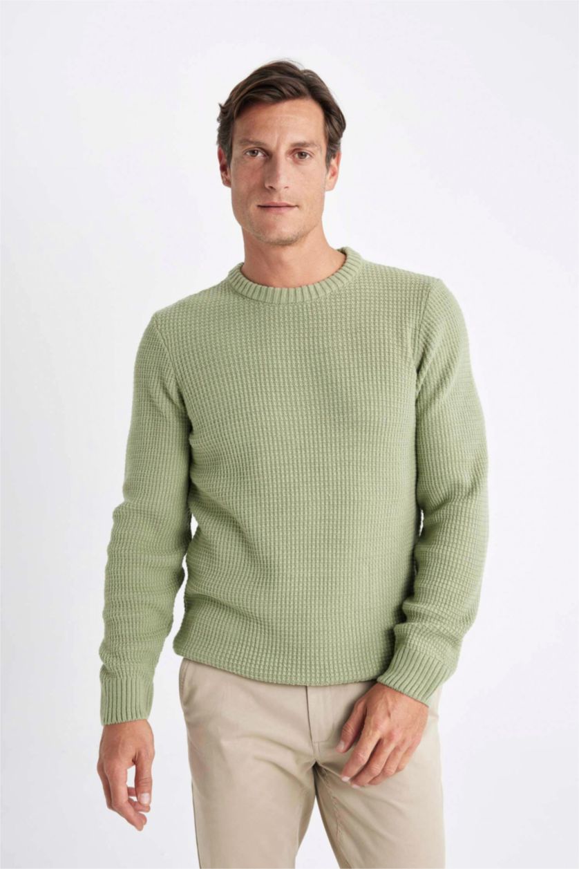 MAN Khaki Standard Fit Crew Neck Knitwear Pullover