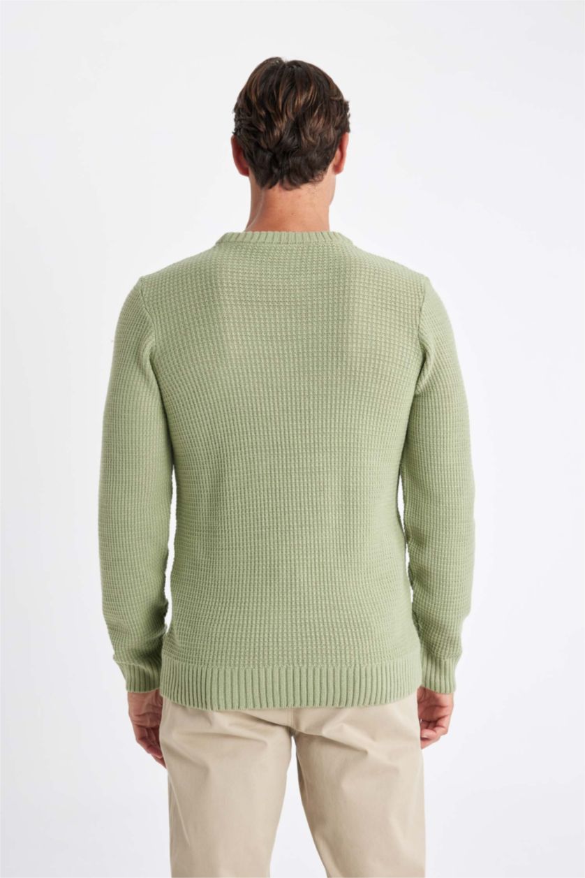 MAN Khaki Standard Fit Crew Neck Knitwear Pullover