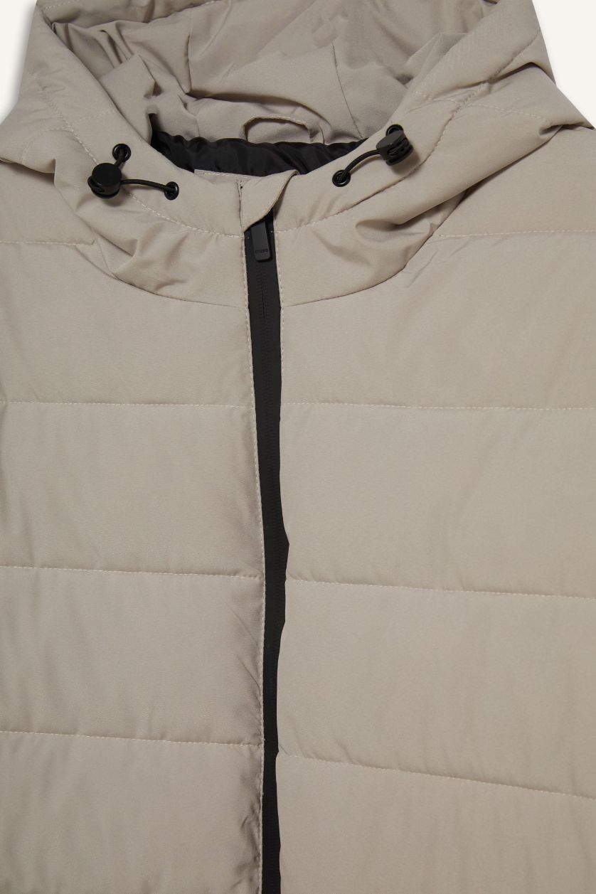 رجالي اللون الحجري جاكيت بامب وتر بروف سليم فيت بكابيشون مبطن