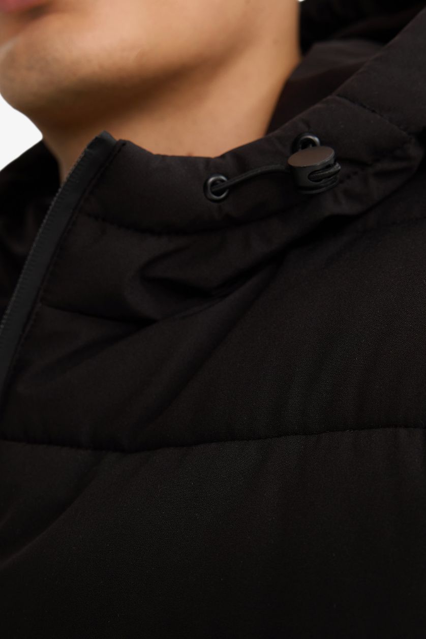 رجالي أسود جاكيت بامب وتر بروف سليم فيت بكابيشون مبطن