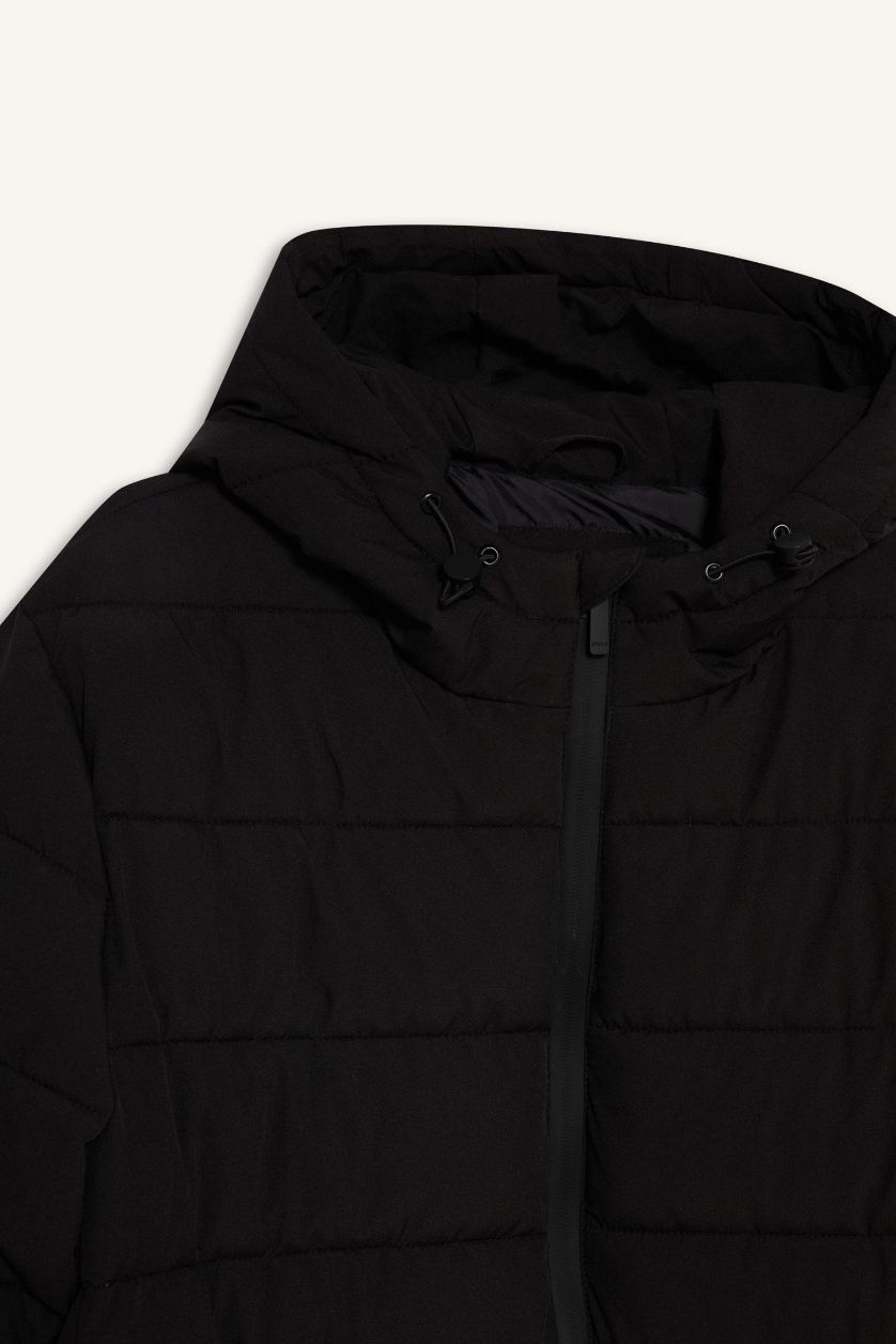 رجالي أسود جاكيت بامب وتر بروف سليم فيت بكابيشون مبطن