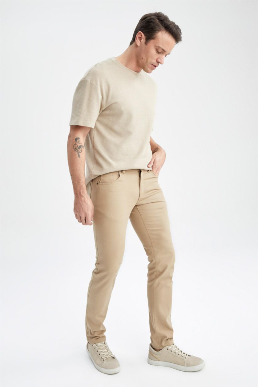 HOMME Beige Pantalon Chino Extra Slim pour Homme