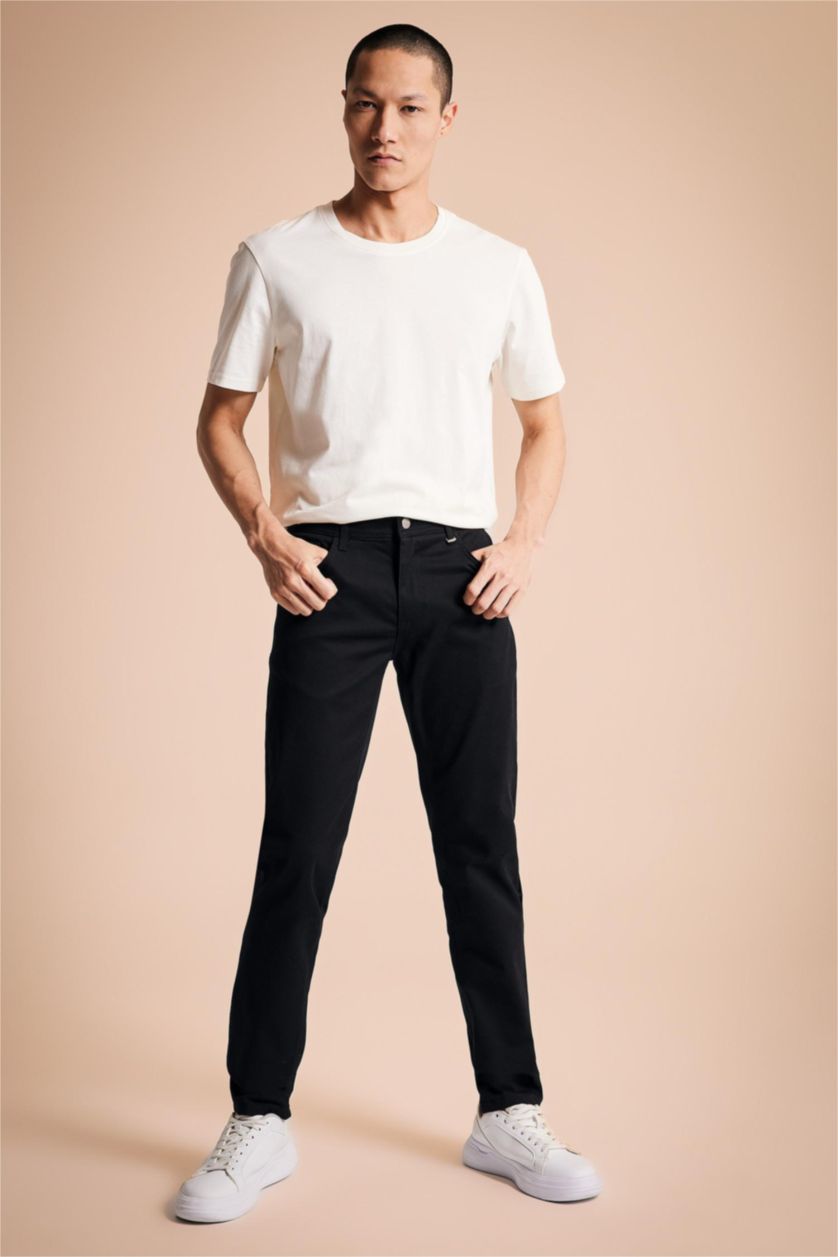 HOMME Noir Pantalon Chino Coupe Extra Slim