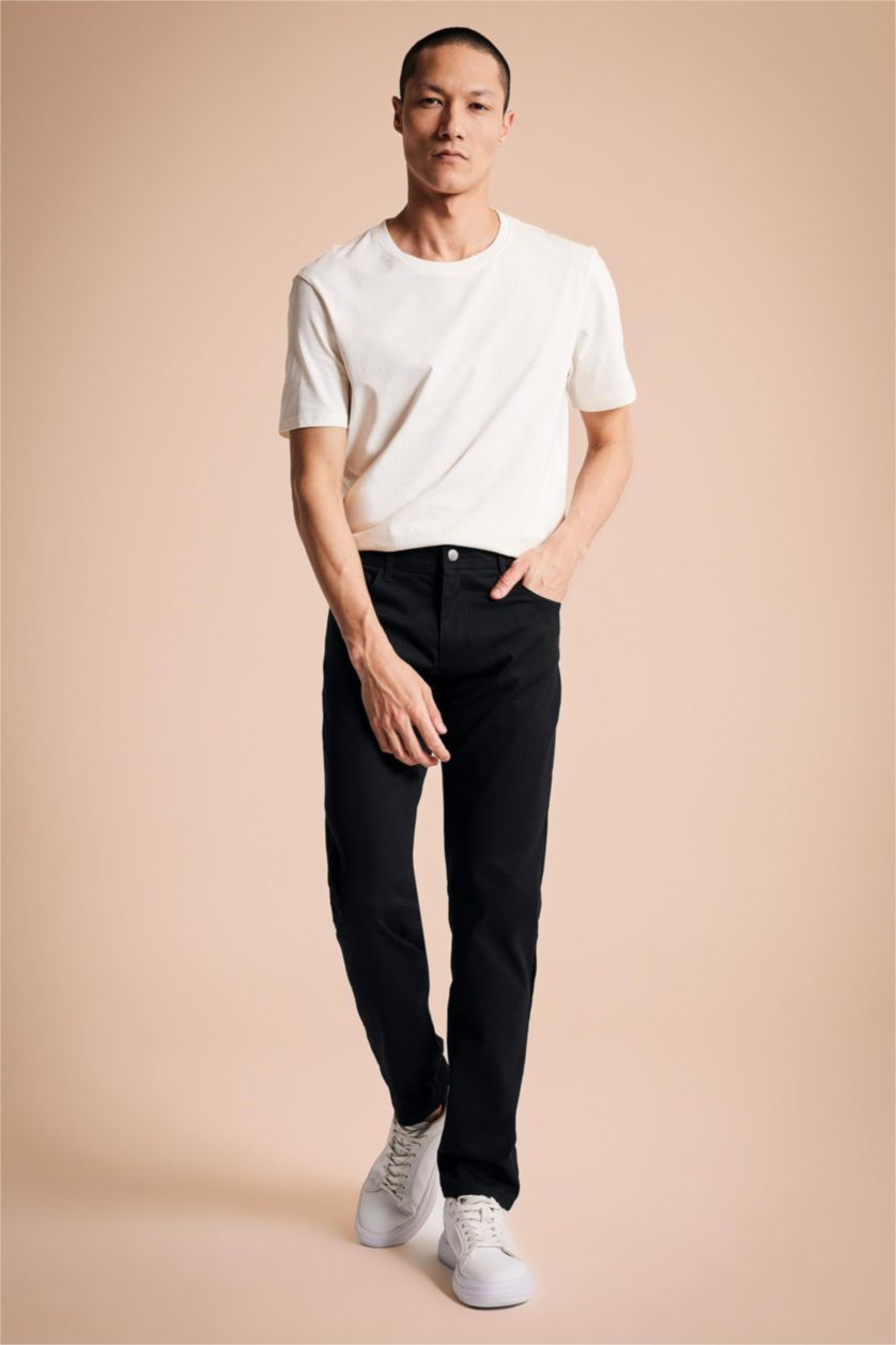 HOMME Noir Pantalon Chino Coupe Extra Slim