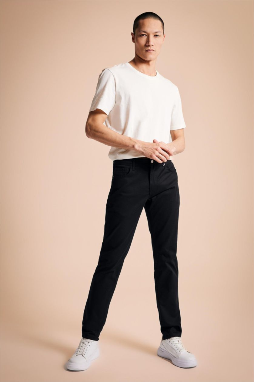 HOMME Noir Pantalon Chino Coupe Extra Slim