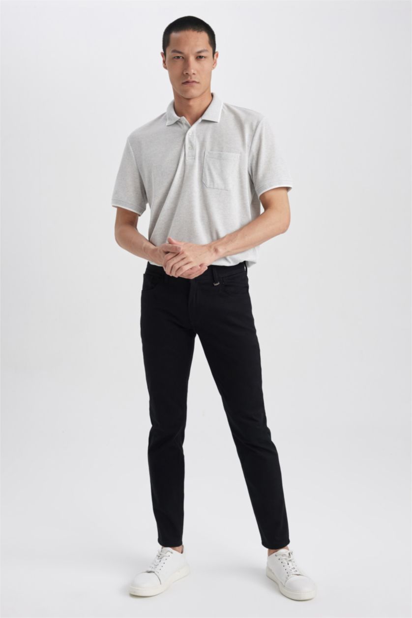 HOMME Noir Pantalon Chino Coupe Extra Slim