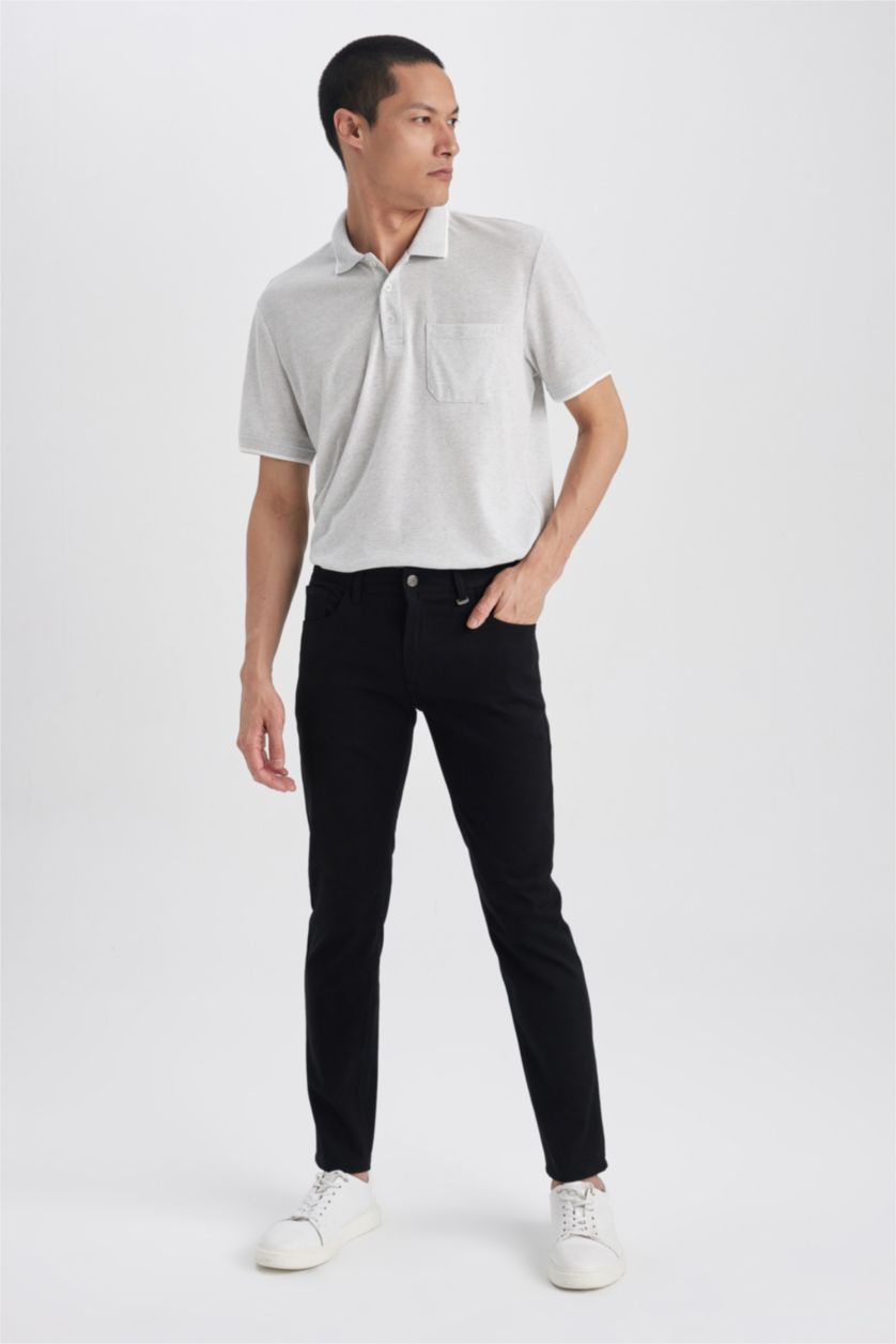 HOMME Noir Pantalon Chino Coupe Extra Slim