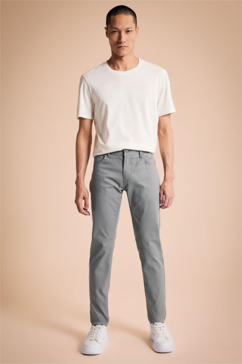 MAN Grey Extra Slim Fit Chino Canvas Trousers