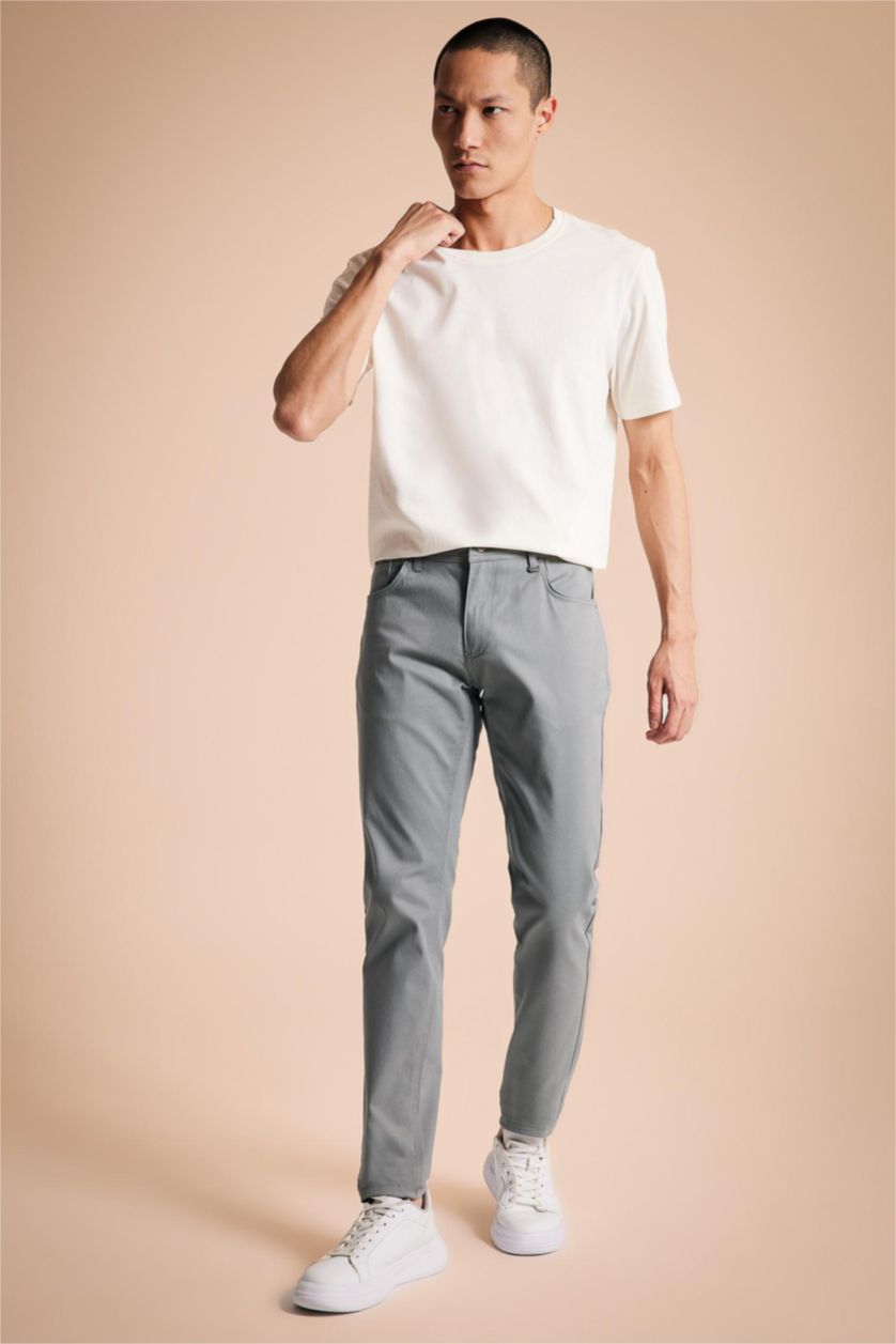 MAN Grey Extra Slim Fit Chino Canvas Trousers
