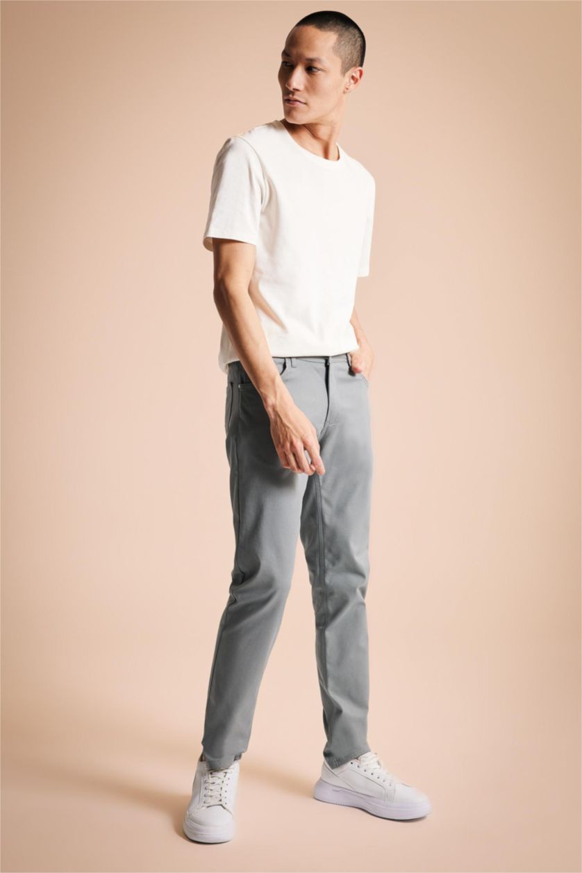 MAN Grey Extra Slim Fit Chino Canvas Trousers