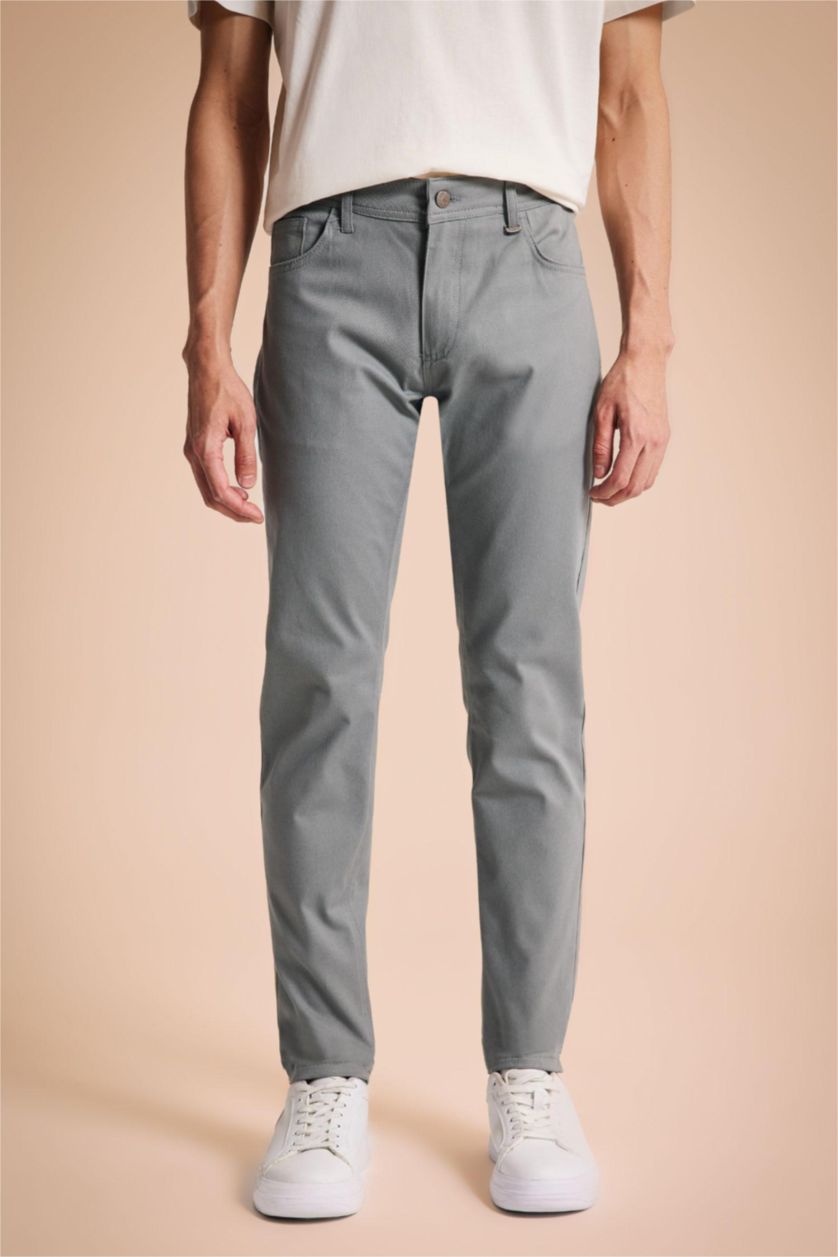 MAN Grey Extra Slim Fit Chino Canvas Trousers