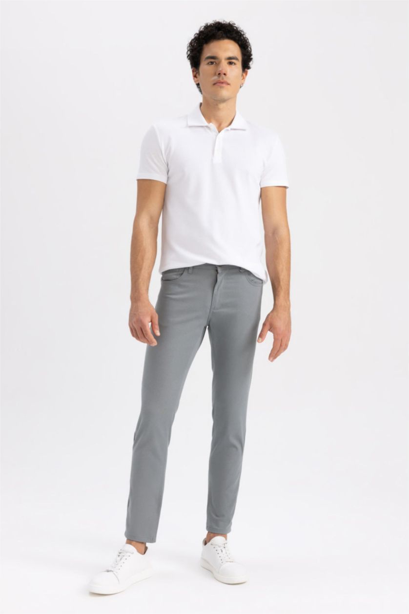 MAN Grey Extra Slim Fit Chino Canvas Trousers