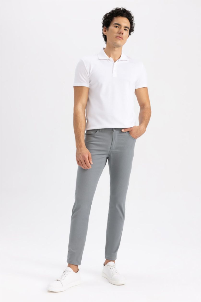 MAN Grey Extra Slim Fit Chino Canvas Trousers