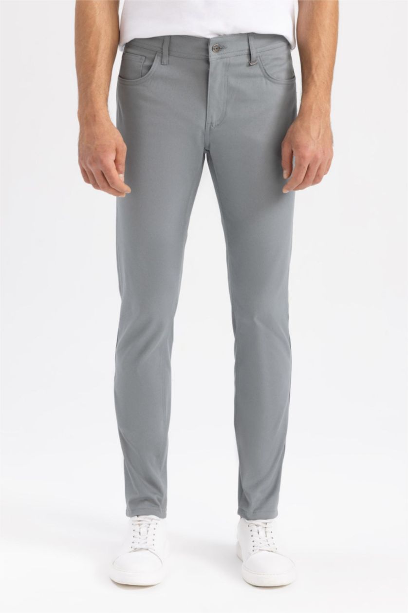 MAN Grey Extra Slim Fit Chino Canvas Trousers