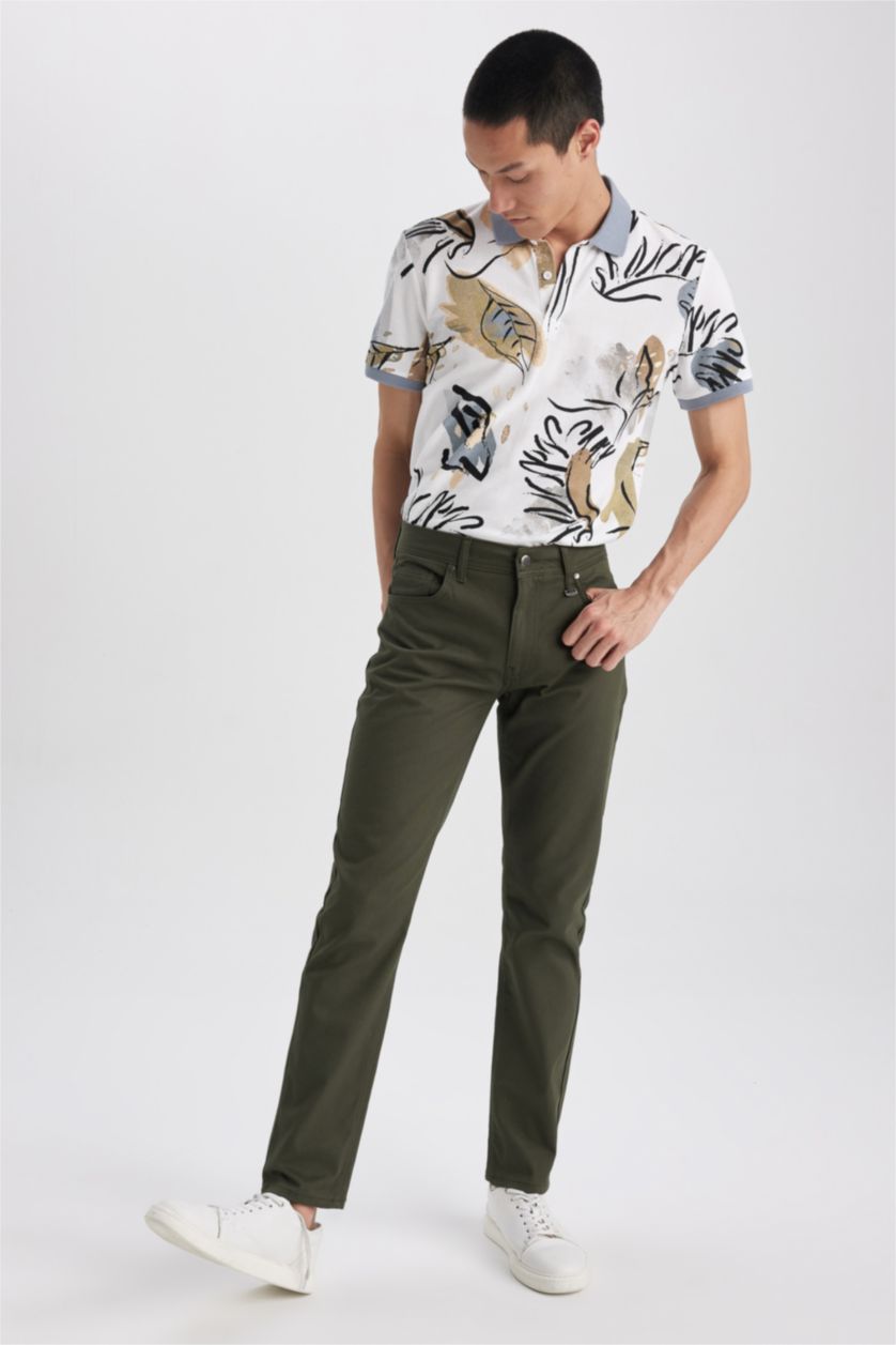 MAN Khaki Extra Slim Fit Chino Canvas Trousers