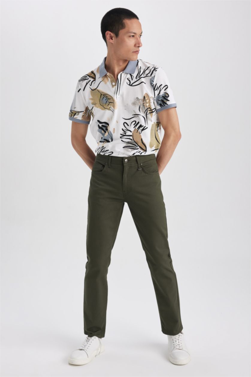 MAN Khaki Extra Slim Fit Chino Canvas Trousers