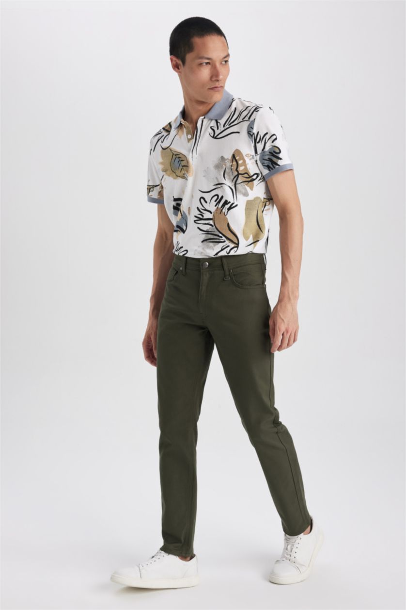 MAN Khaki Extra Slim Fit Chino Canvas Trousers