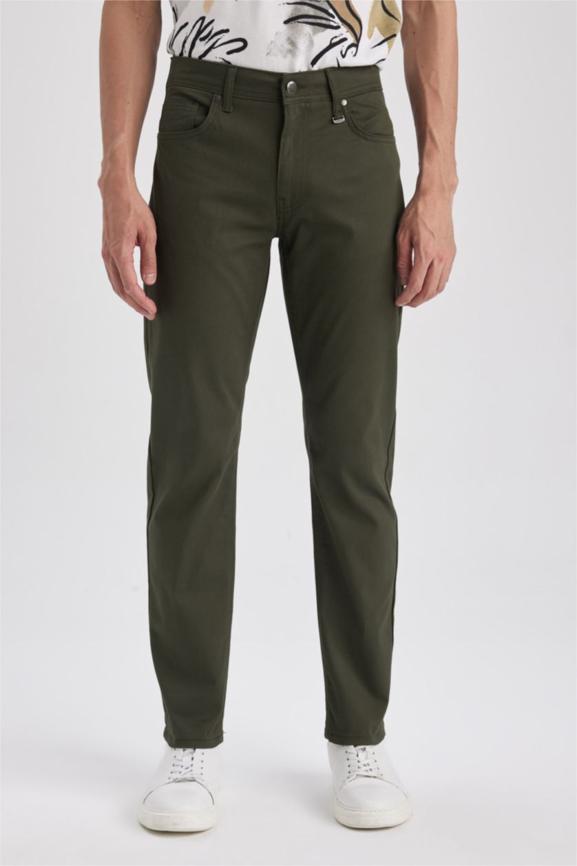 MAN Khaki Extra Slim Fit Chino Canvas Trousers