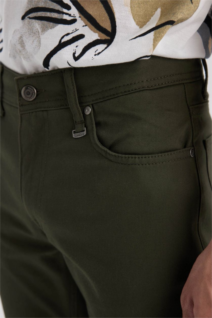 MAN Khaki Extra Slim Fit Chino Canvas Trousers