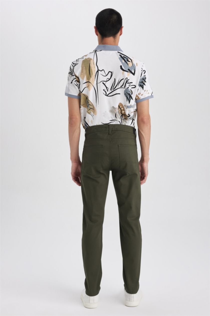 MAN Khaki Extra Slim Fit Chino Canvas Trousers