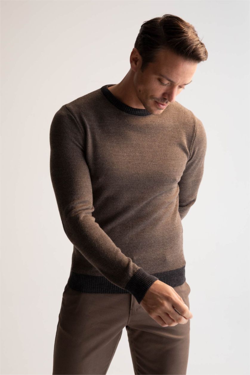 Erkek Antrasit Melanj Standart Fıt Triko Kazak