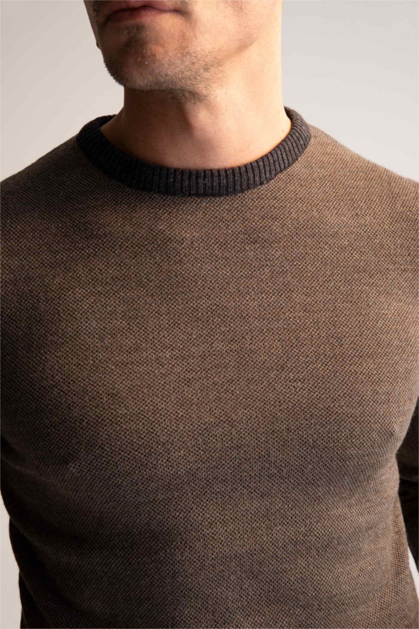 Erkek Antrasit Melanj Standart Fıt Triko Kazak