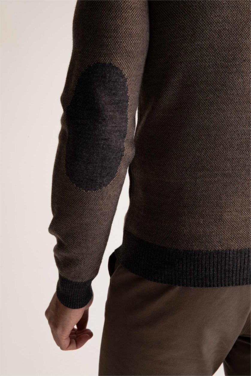 Erkek Antrasit Melanj Standart Fıt Triko Kazak