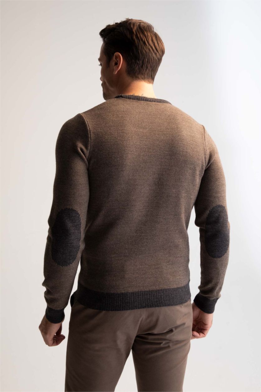 Erkek Antrasit Melanj Standart Fıt Triko Kazak