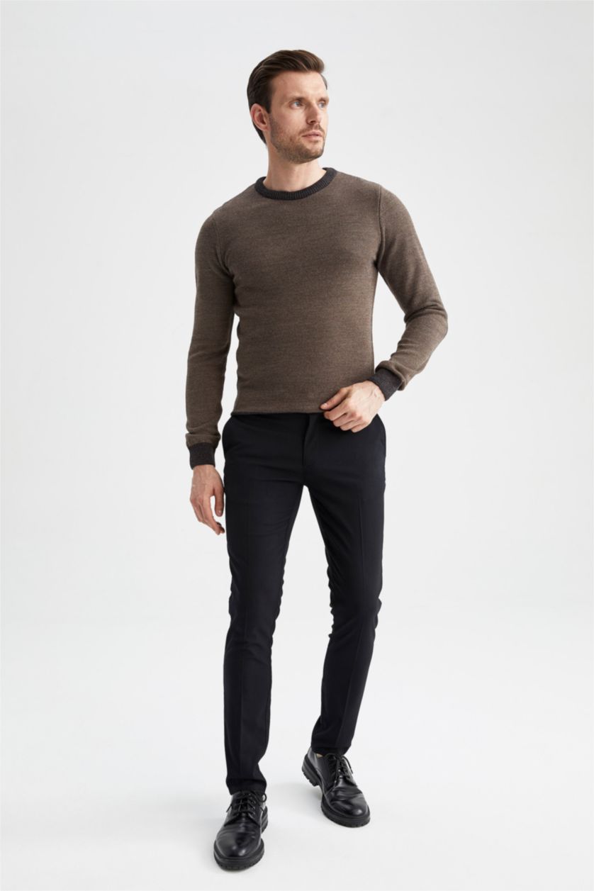 Erkek Antrasit Melanj Standart Fıt Triko Kazak