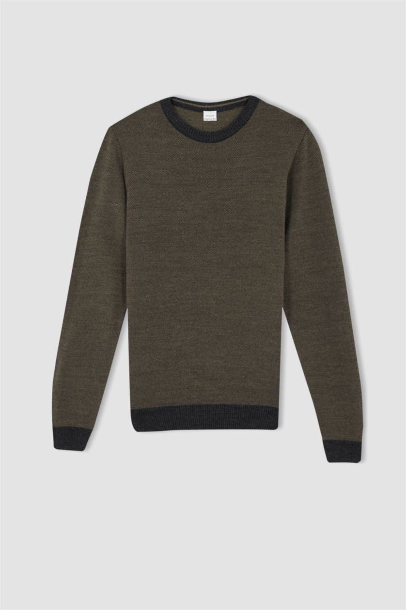 Erkek Antrasit Melanj Standart Fıt Triko Kazak