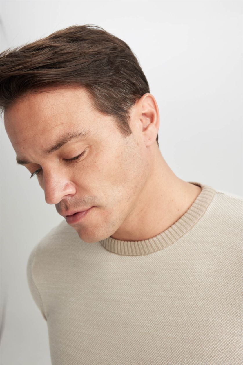 Erkek Taş Standart Fıt Triko Kazak