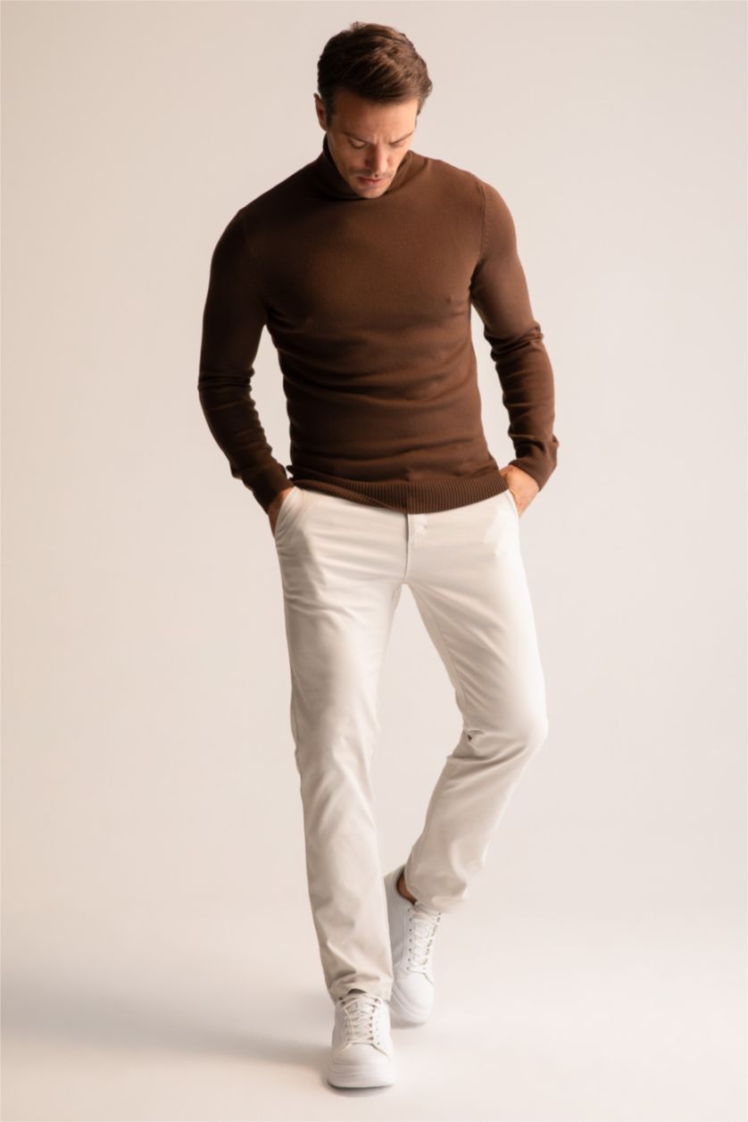 MAN Brown Slim Fit Turtleneck Knitwear Pullover