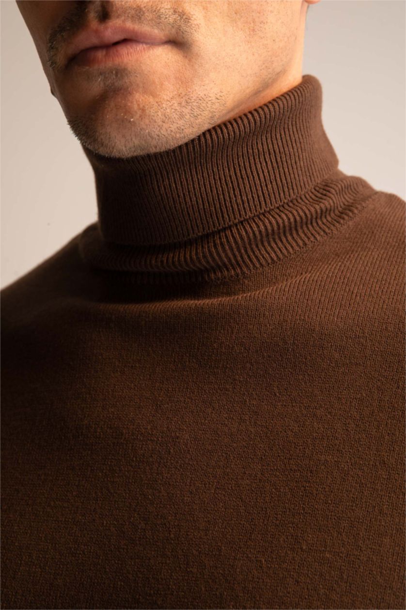 MAN Brown Slim Fit Turtleneck Knitwear Pullover